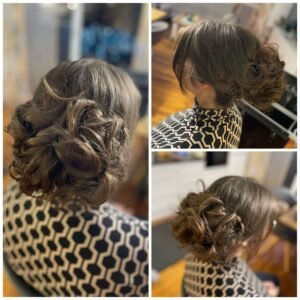 Hochsteckfrisur braune Haare mit Dutt