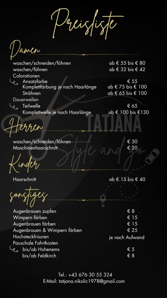 Preisliste Mobile Hairservice